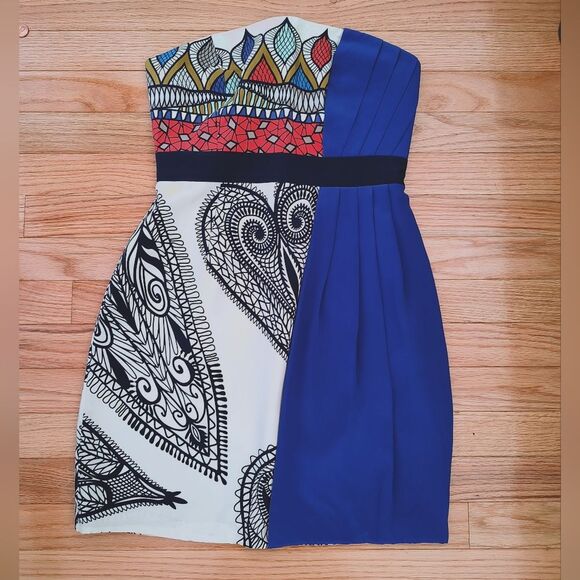 Tibi strapless silk mini dress tribal paisley print 0 - Picture 7 of 7